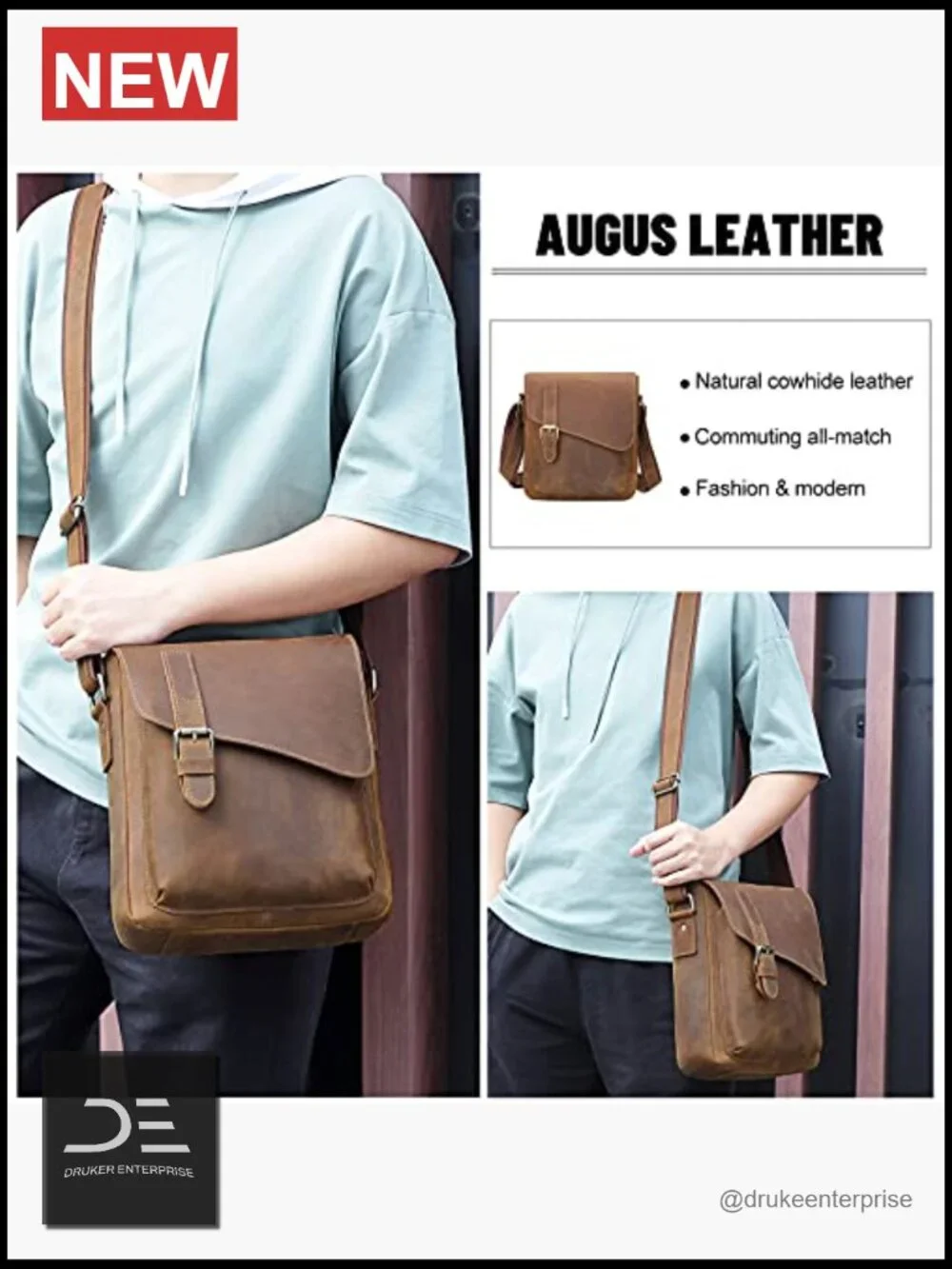 N/A leather messenger